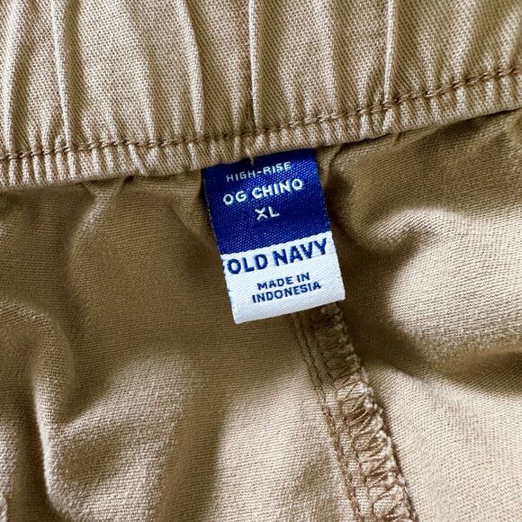 Old Navy Pants Women XL Khaki OG Chino High Rise Elastic Waist Preppy Cottage - Picture 3 of 8